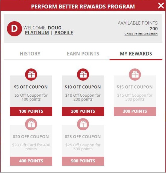 Rewards Dashboard - Coupons