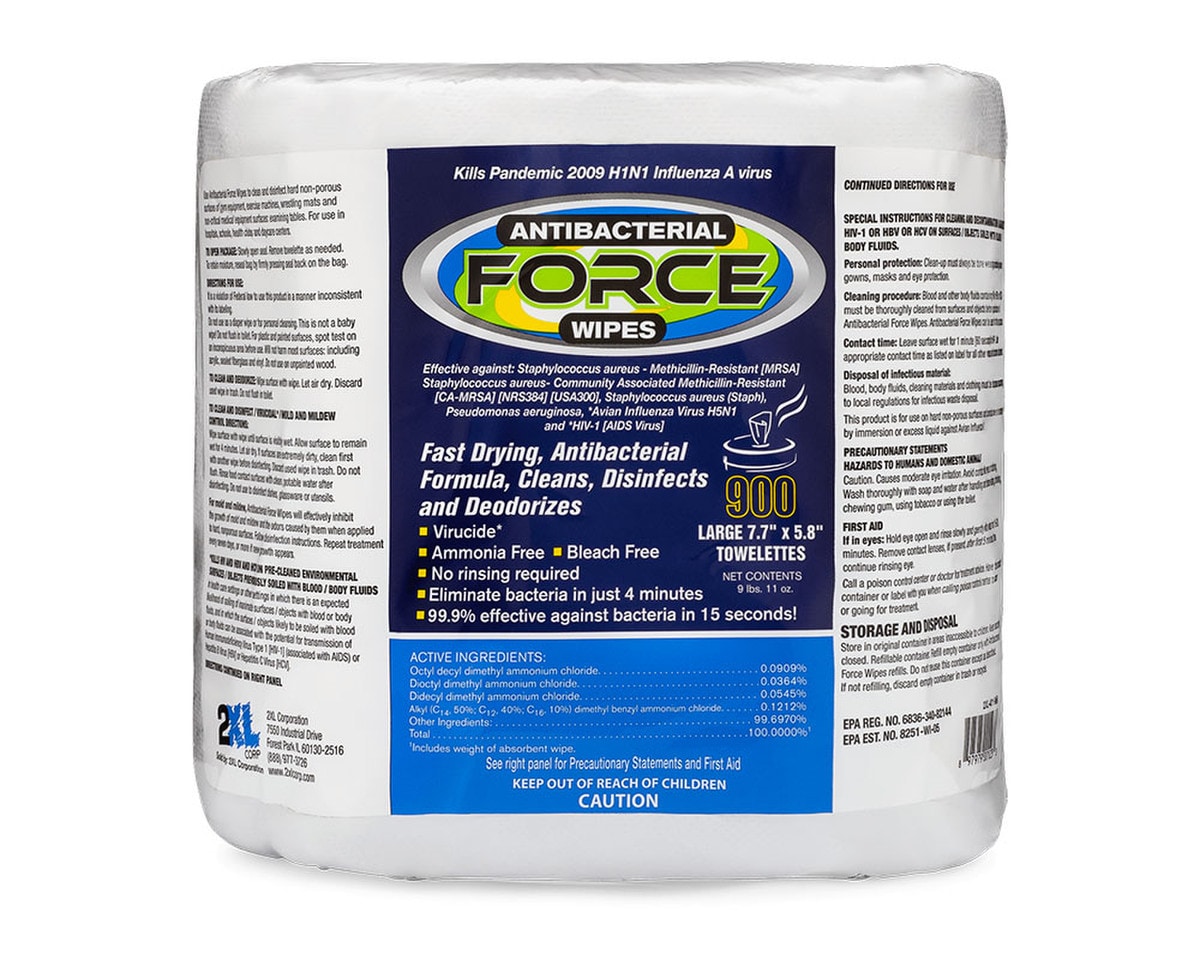 Force Antibacterial GymWipes Refills (4) 900ct. Rolls Image 1